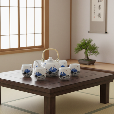 Blaues Porzellan Teeset