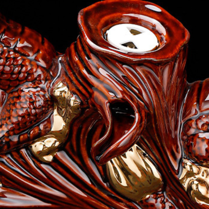 Chinesisches Teeset golden und braun Reliefmuster