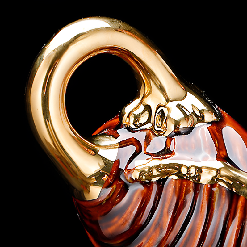 Chinesisches Teeset golden und braun Reliefmuster