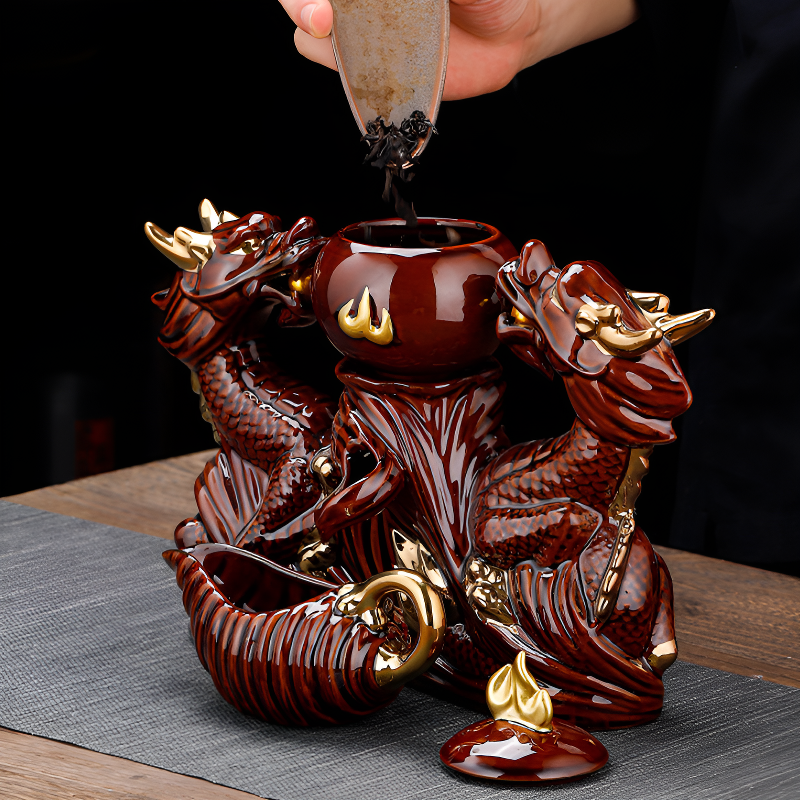 Chinesisches Teeset golden und braun Reliefmuster