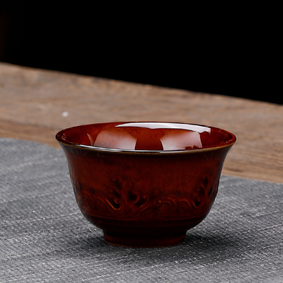 Chinesisches Teeset golden und braun Reliefmuster