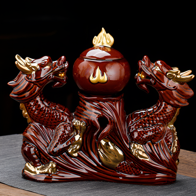 Chinesisches Teeset golden und braun Reliefmuster