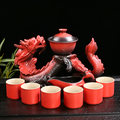Chinesisches Teeset roter Drache