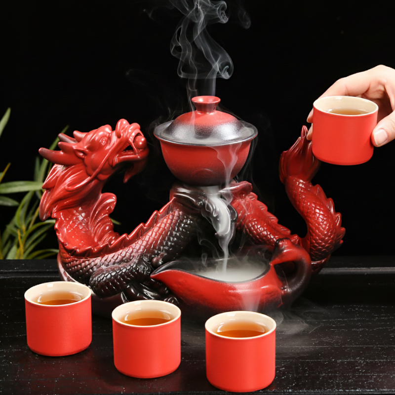 Chinesisches Teeset roter Drache