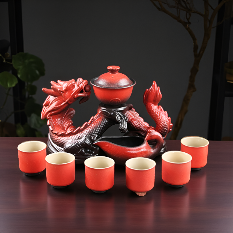 Chinesisches Teeset roter Drache