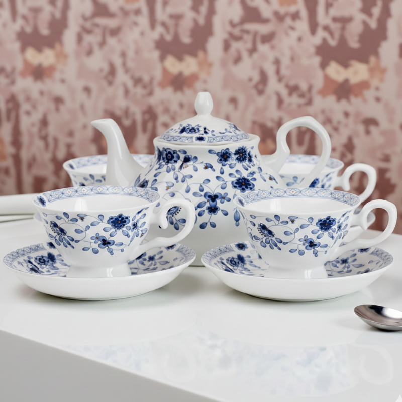 Englische weiße Porzellan Teekanne