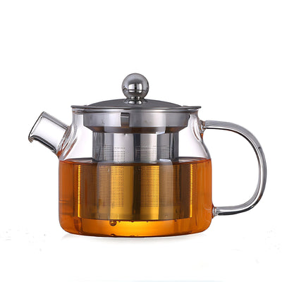 Glas Teekanne Mit Sieb Metall