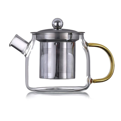 Glas Teekanne Mit Sieb Metall