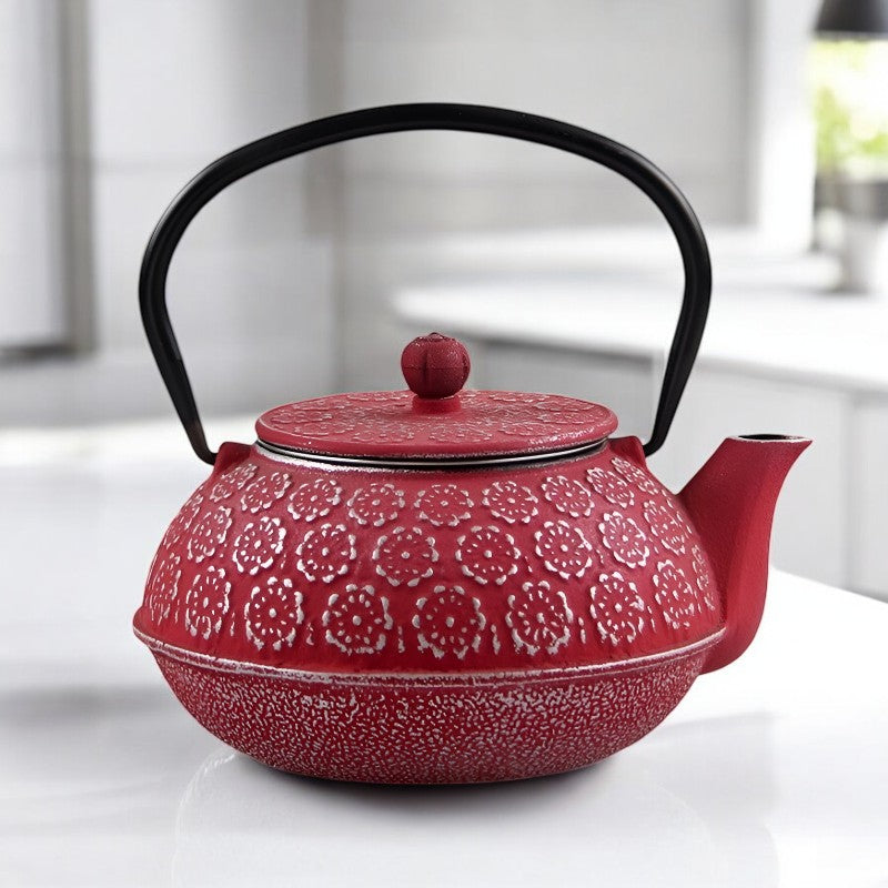 Rote Gusseisen Teekanne