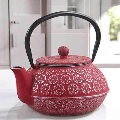 Rote Gusseisen Teekanne