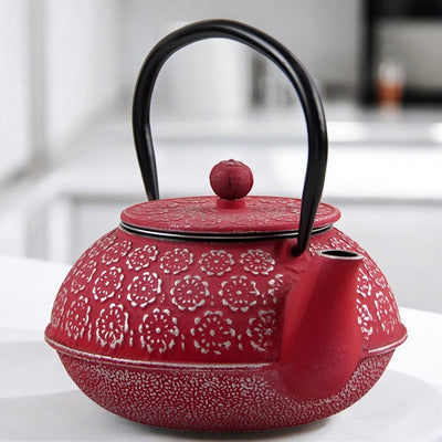 Rote Gusseisen Teekanne