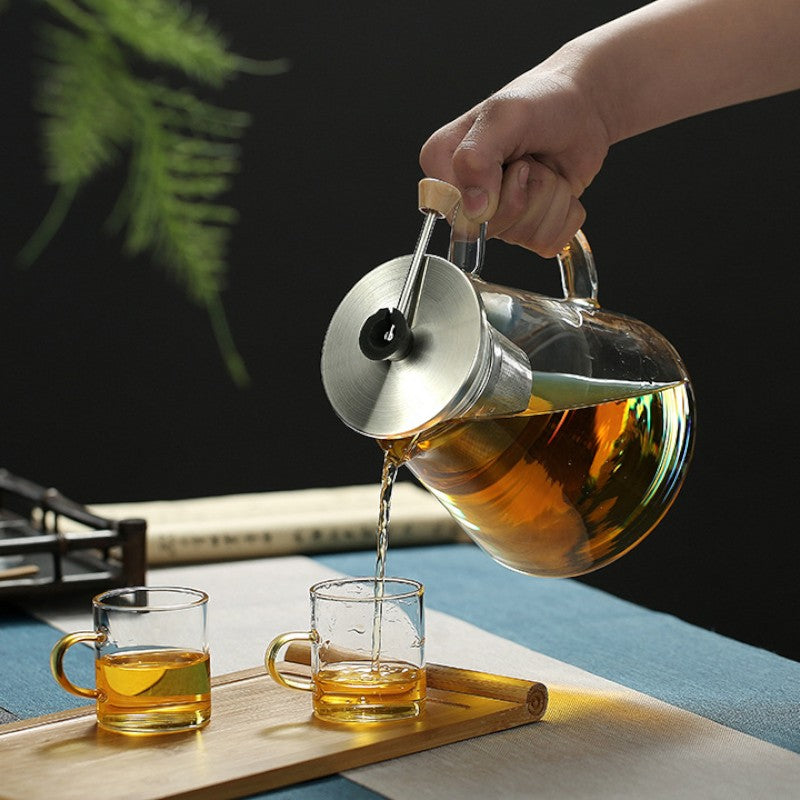 Teekanne Glas Mit Sieb Metall