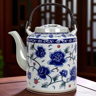 Antike blaue Porzellan Teekanne