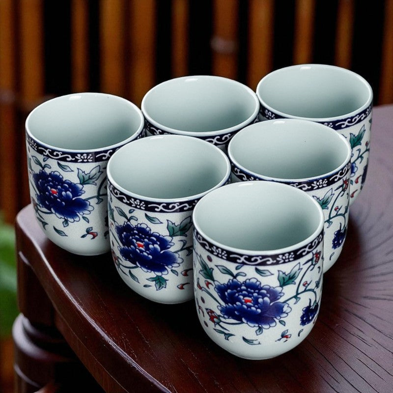 Antike blaue Porzellan Teekanne