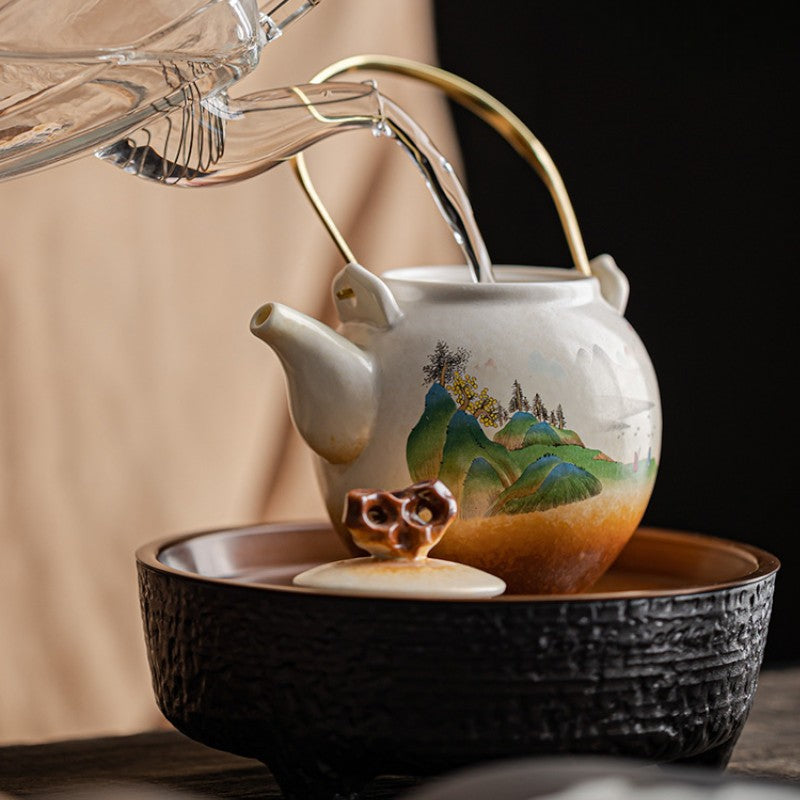 Antike Teekanne Porzellan chinesische Landschaft