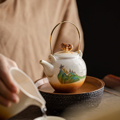 Antike Teekanne Porzellan chinesische Landschaft