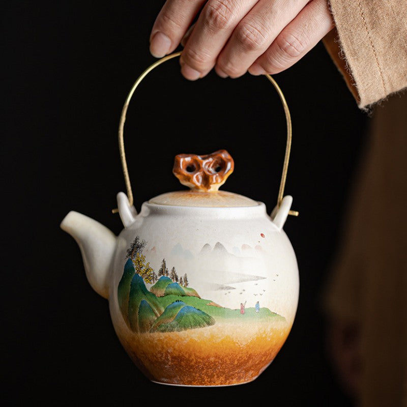 Antike Teekanne Porzellan chinesische Landschaft