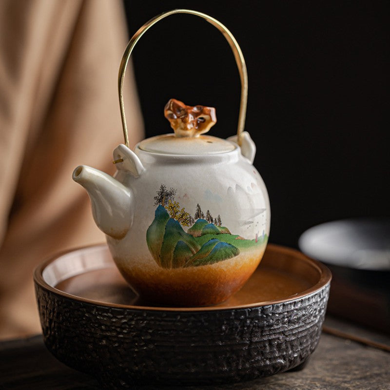 Antike Teekanne Porzellan chinesische Landschaft