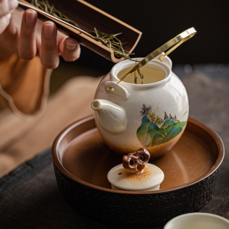 Antike Teekanne Porzellan chinesische Landschaft