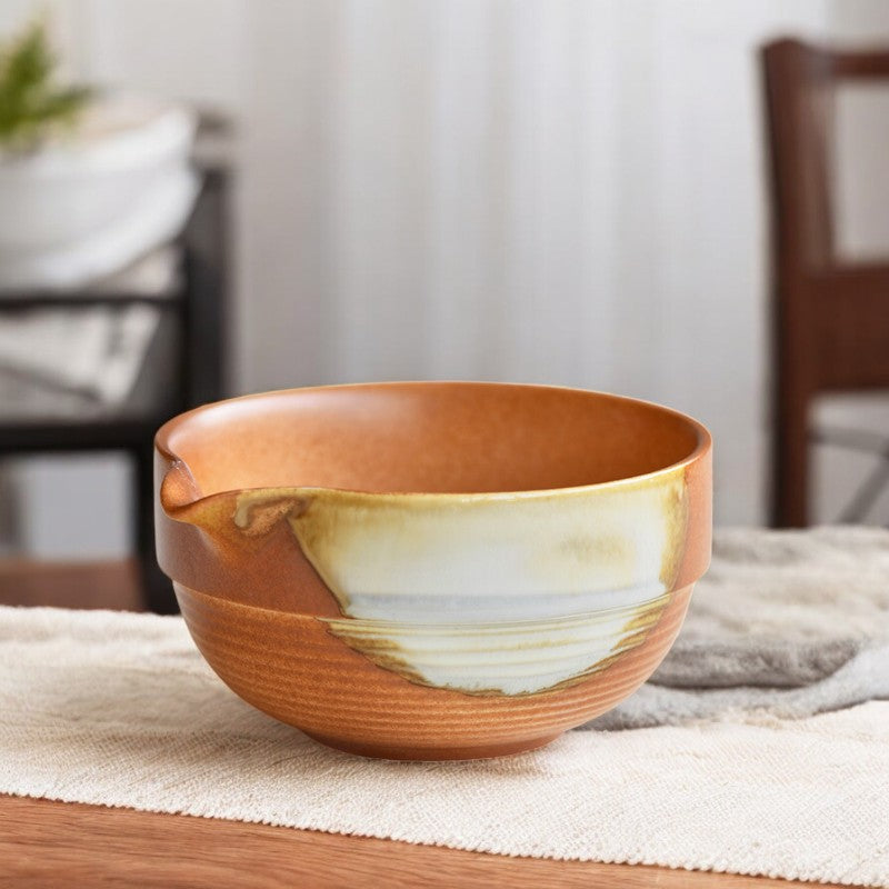 Chawan Steinzeug handgefertigt glasiert