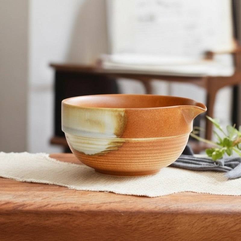 Chawan Steinzeug handgefertigt glasiert