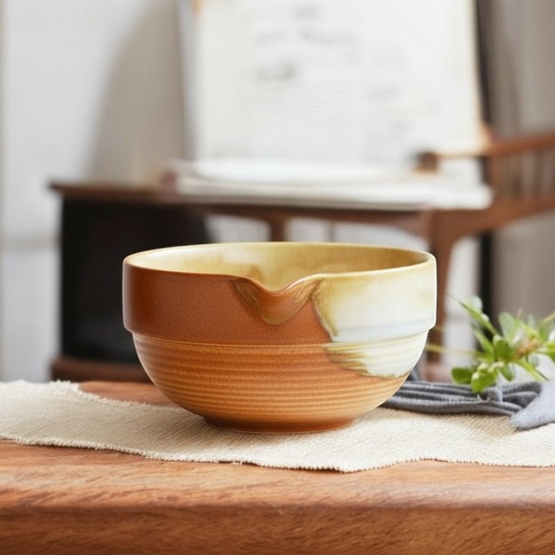 Chawan Steinzeug handgefertigt glasiert