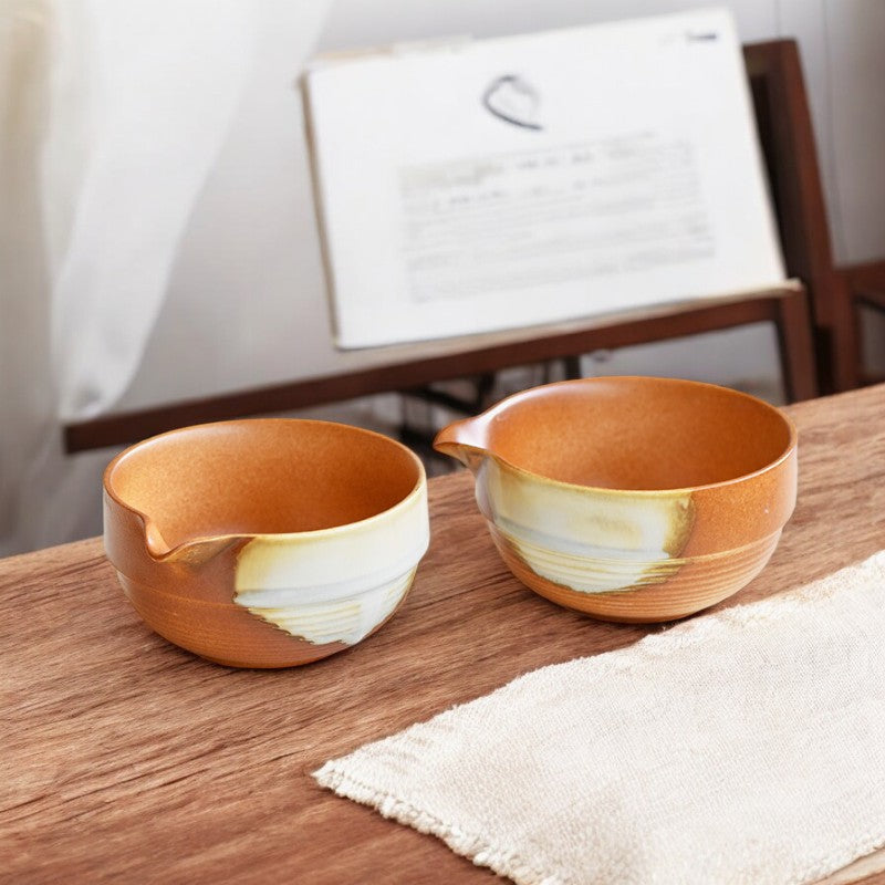 Chawan Steinzeug handgefertigt glasiert