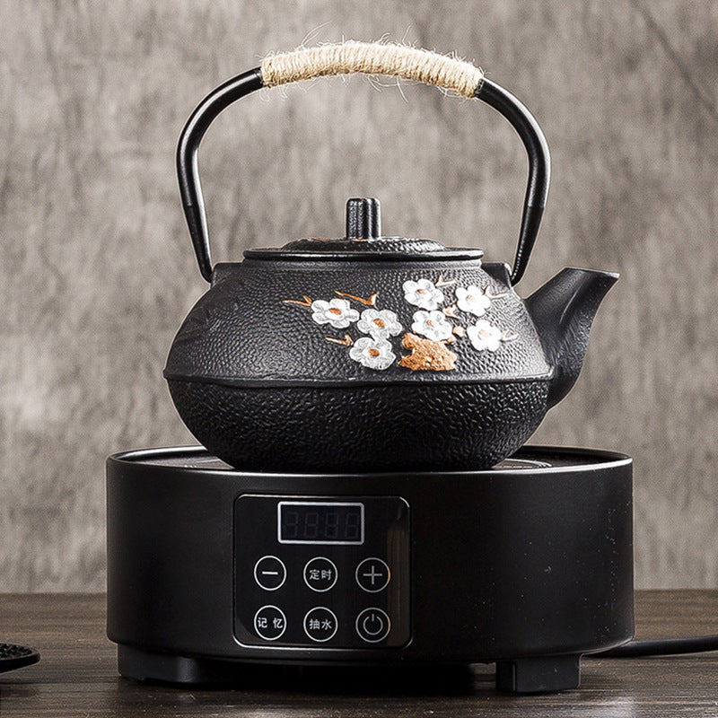 Chinesische gusseiserne Teekanne mit Blumenmuster