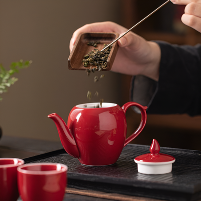 Chinesische rote Teekanne