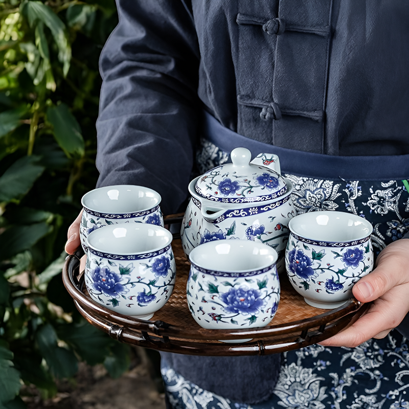 Chinesisches blaues Porzellan Teeset