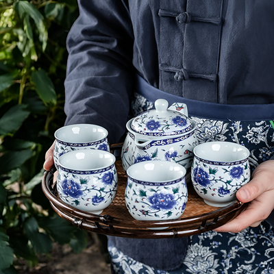 Chinesisches blaues Porzellan Teeset