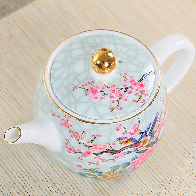 Chinesisches Porzellan-Teeservice mit Vogeldekor