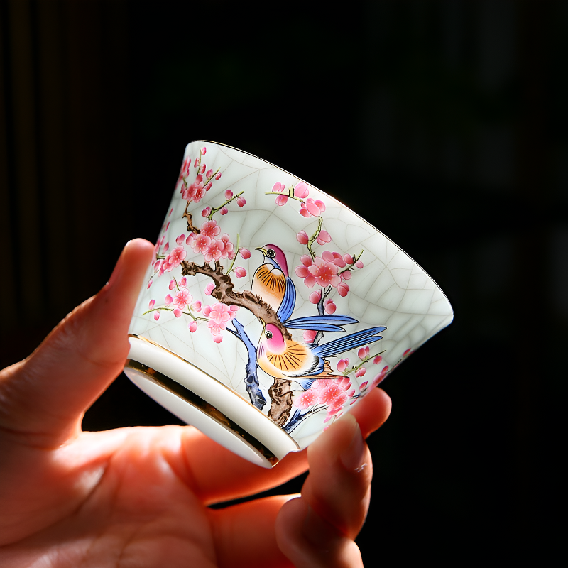 Chinesisches Porzellan-Teeservice mit Vogeldekor