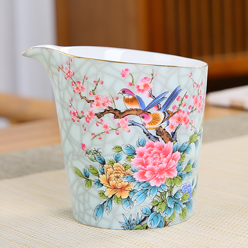 Chinesisches Porzellan-Teeservice mit Vogeldekor