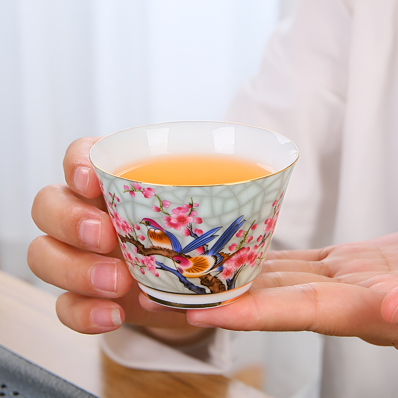 Chinesisches Porzellan-Teeservice mit Vogeldekor