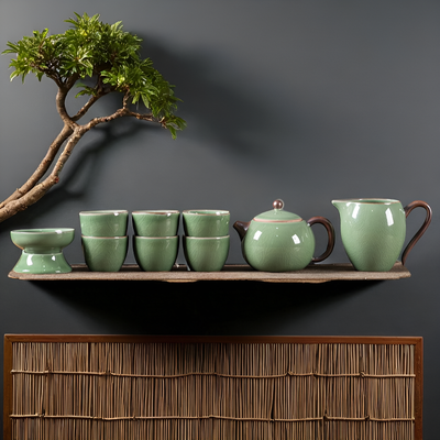 Chinesisches Porzellan Teeset grün