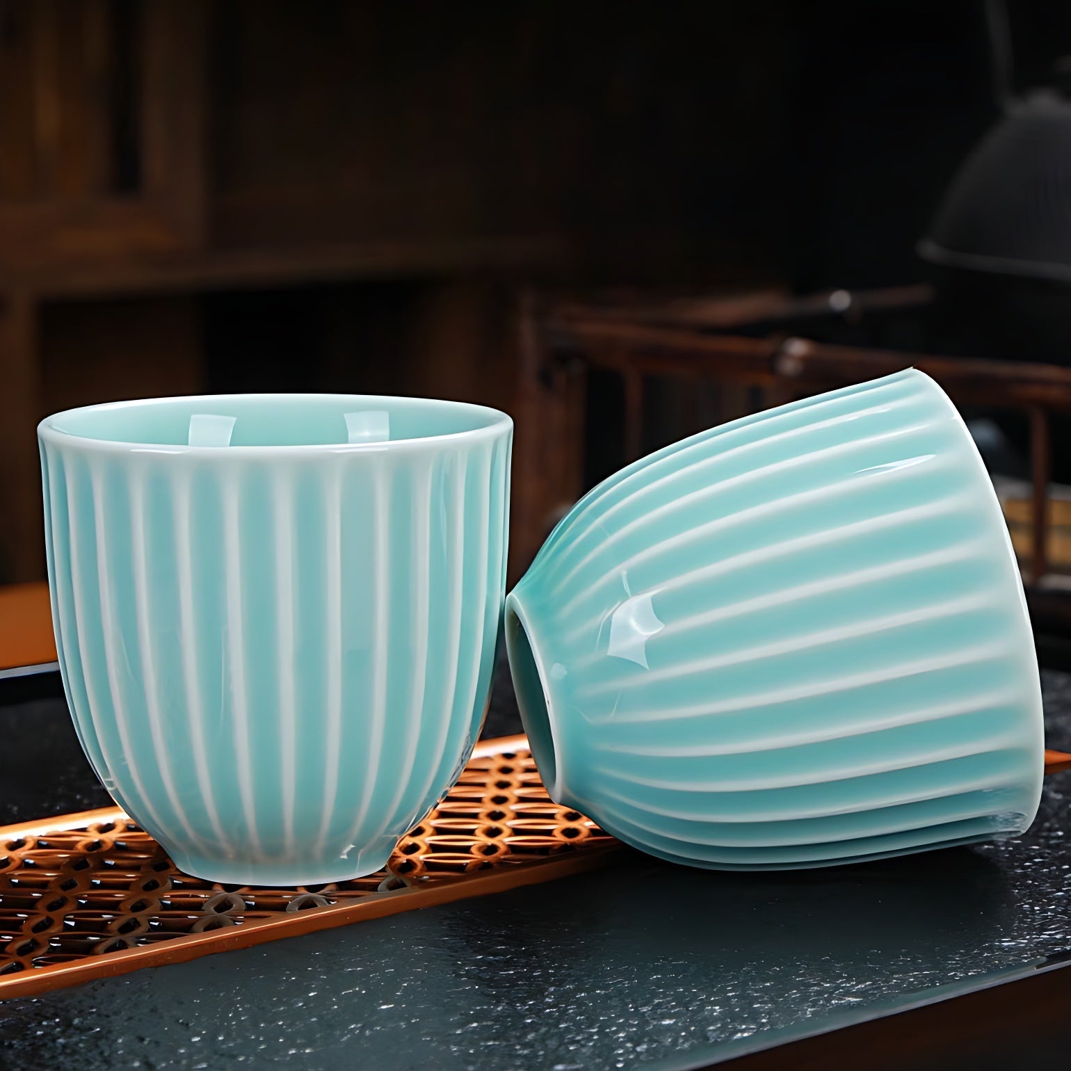 Chinesisches Teeservice 6 Tassen Kanne