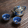 Chinesisches Teeservice Blau Mit Goldrand