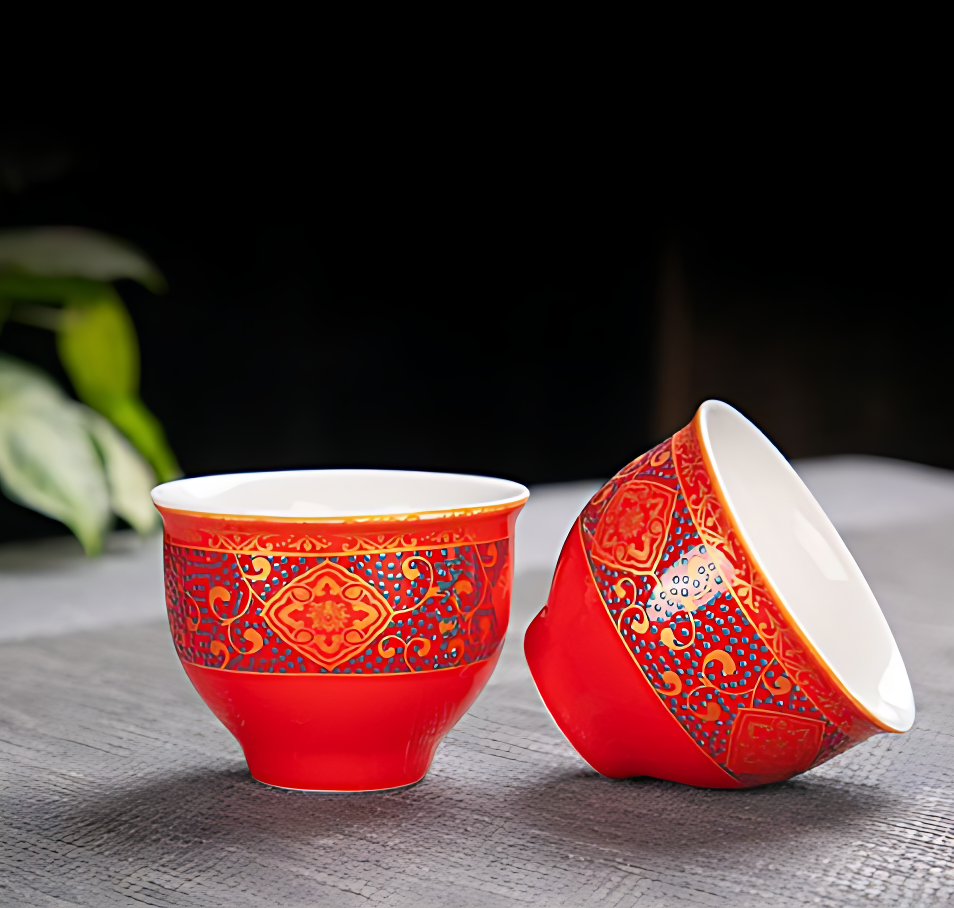 Chinesisches Teeservice Rot