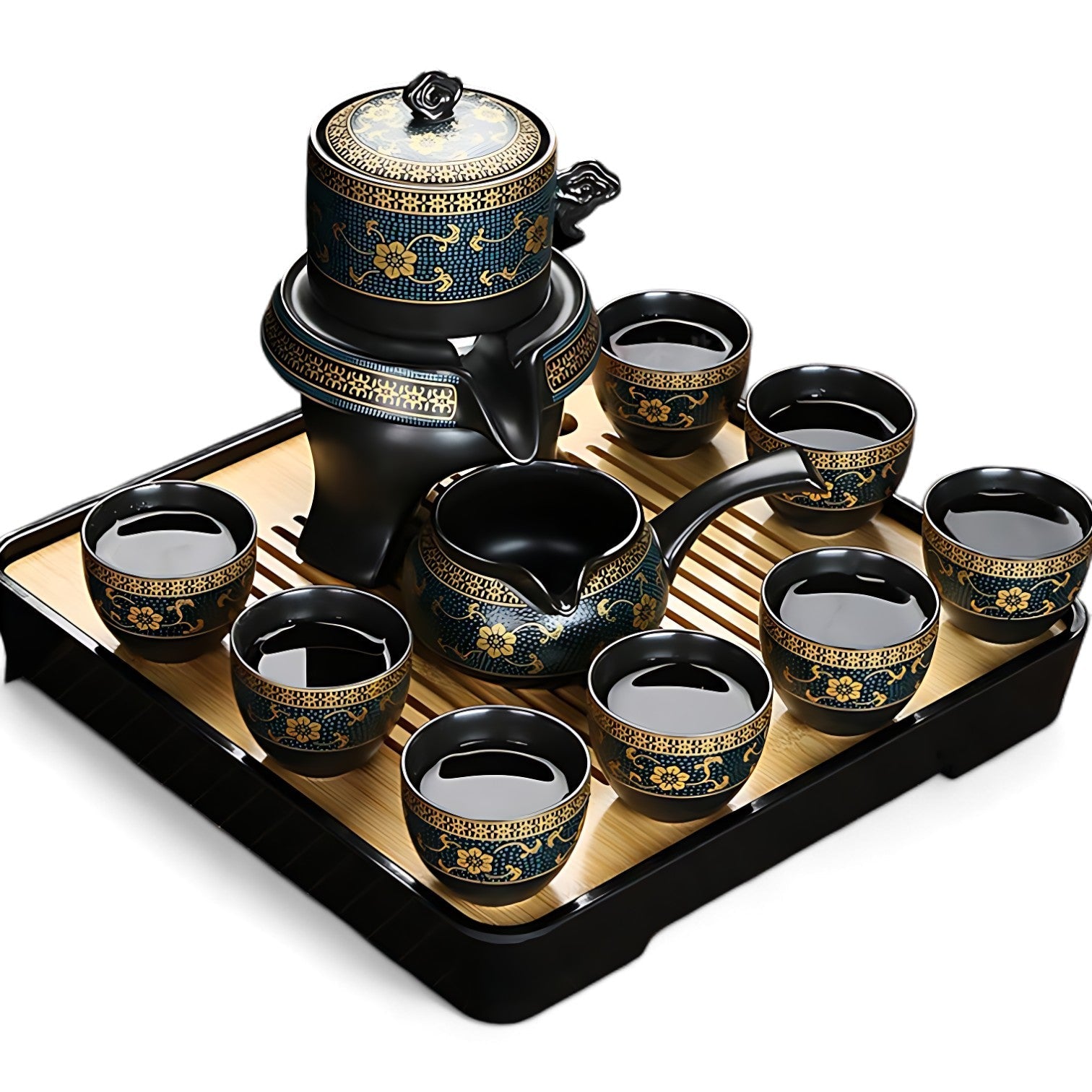 Chinesisches Teeservice Schwarz Gold