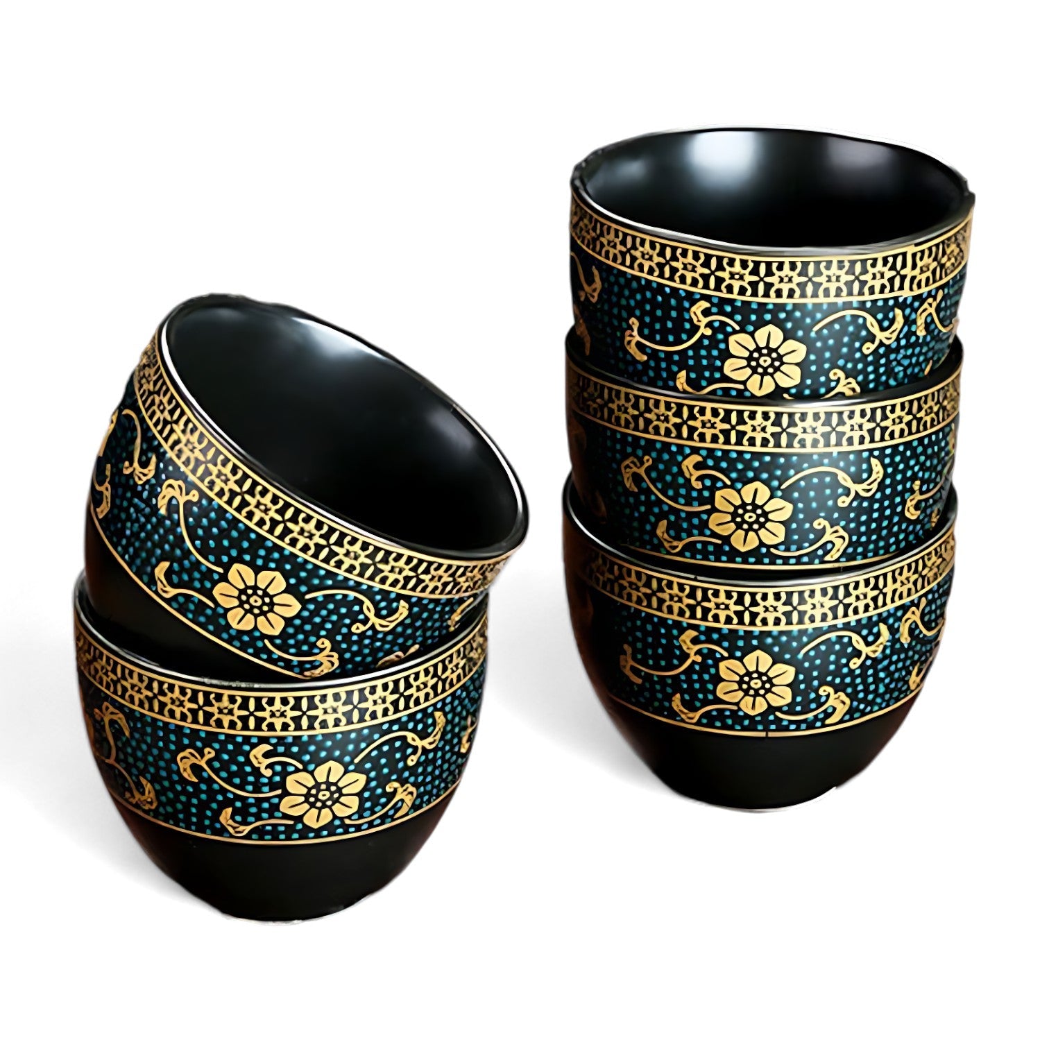 Chinesisches Teeservice Schwarz Gold