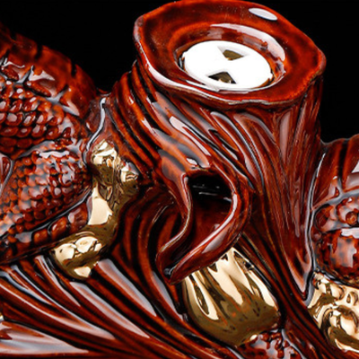 Chinesisches Teeset golden und braun Reliefmuster