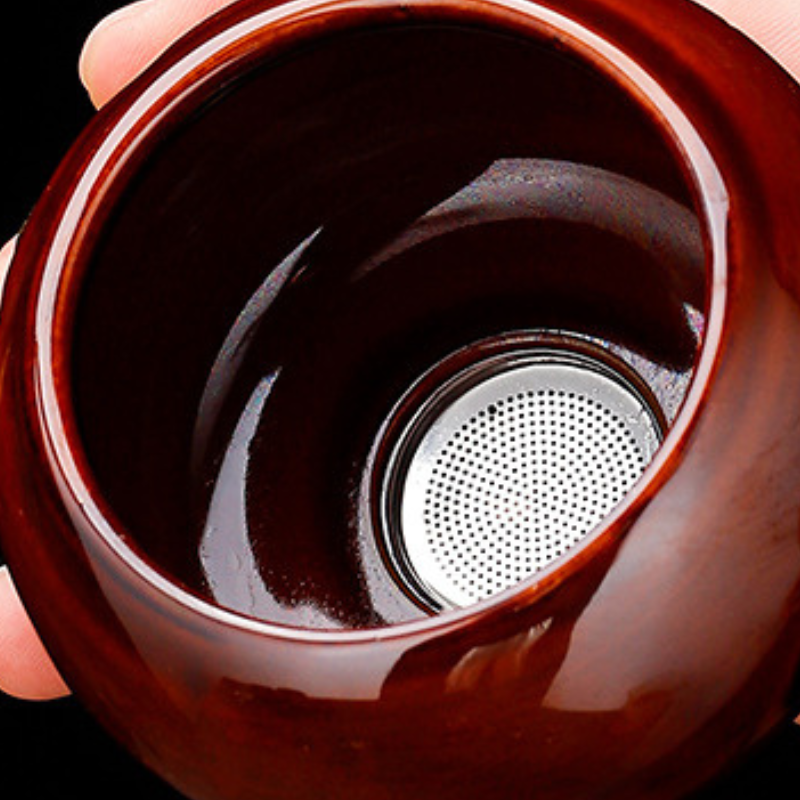 Chinesisches Teeset golden und braun Reliefmuster