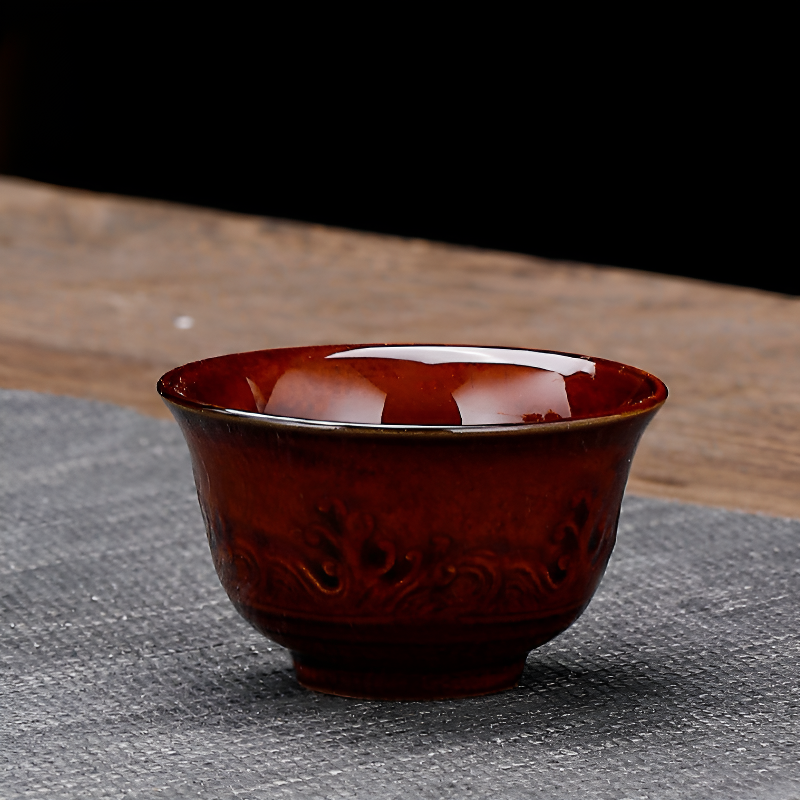 Chinesisches Teeset golden und braun Reliefmuster