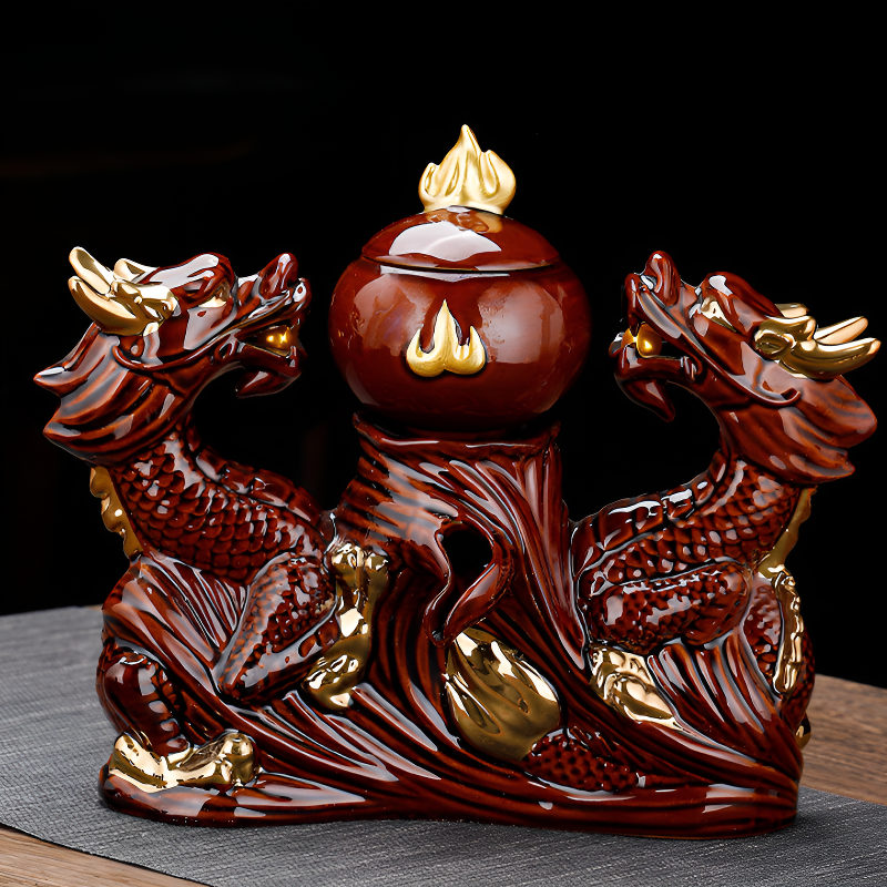 Chinesisches Teeset golden und braun Reliefmuster