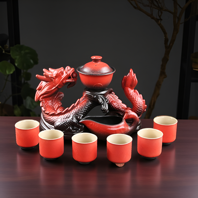 Chinesisches Teeset roter Drache