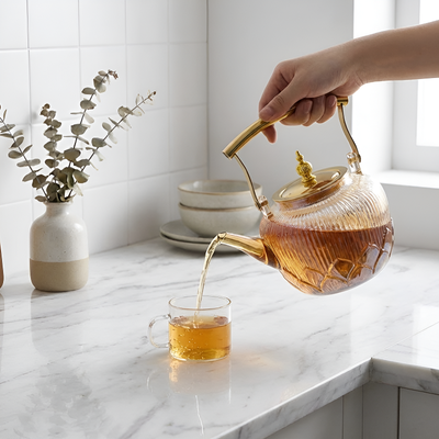 Design-Glas-Teekanne