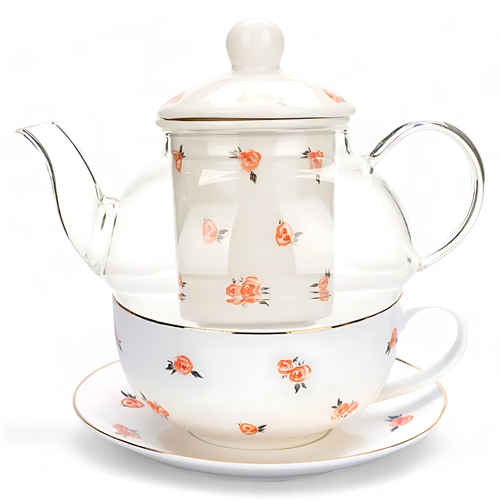 Ein Tassen Teekannen Mit Sieb