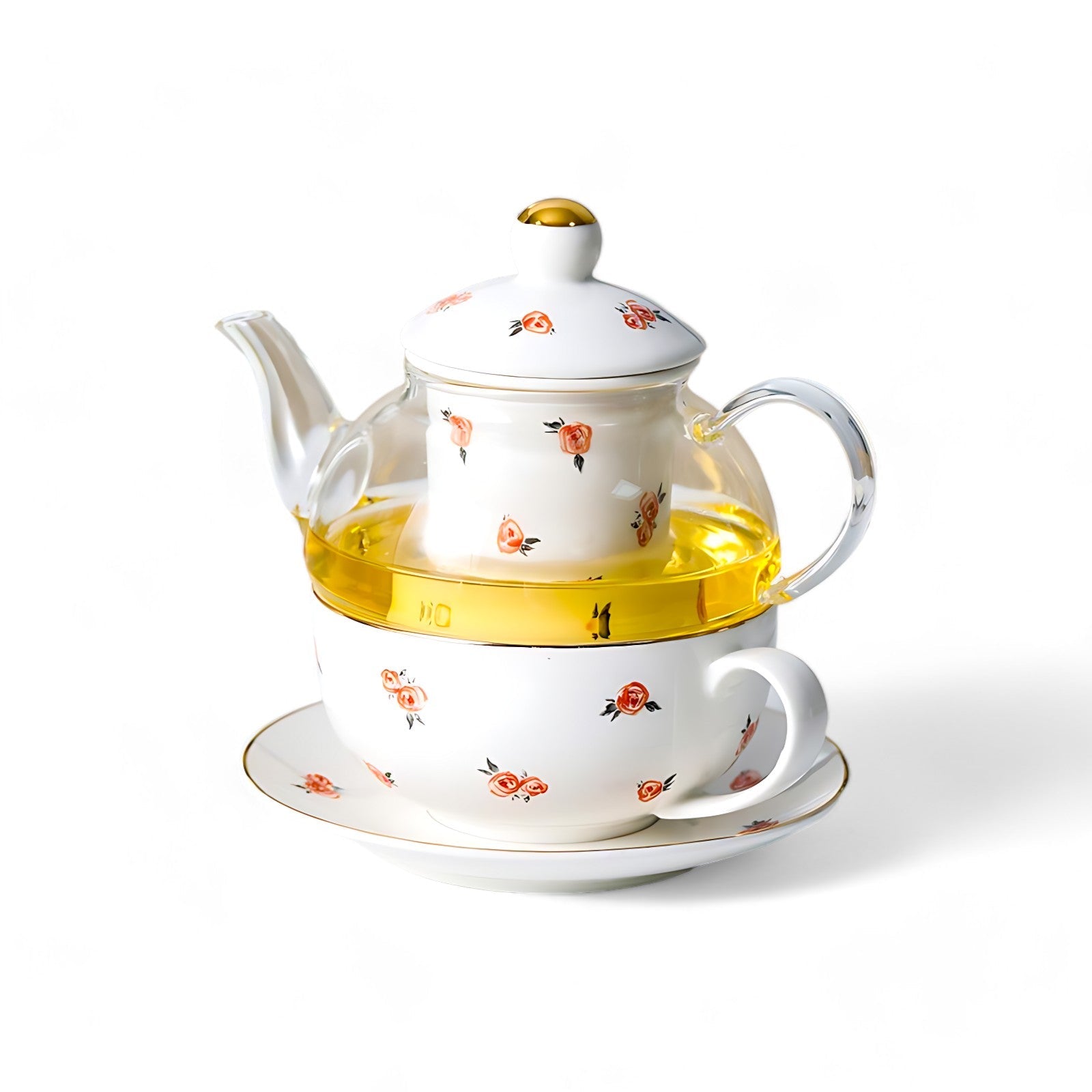 Ein Tassen Teekannen Mit Sieb