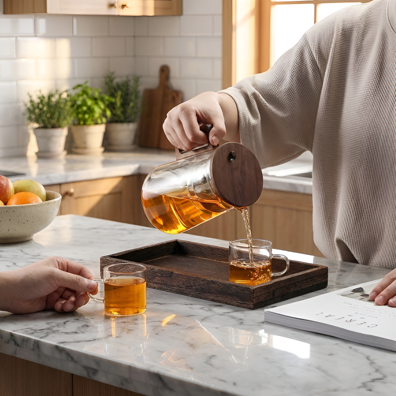 Elegante transparente Teekanne